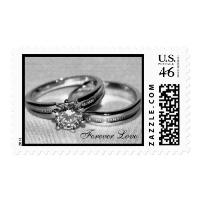 Forever Love Wedding Rings postage stamps
