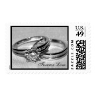 Forever Love Wedding Rings Postage Stamps