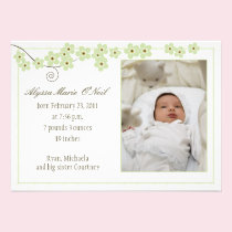 Forever Loved Birth Announcement-green invitations