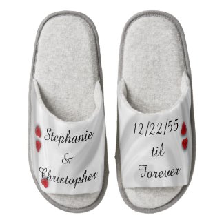 Forever Personalized Wedding Slippers with Hearts
