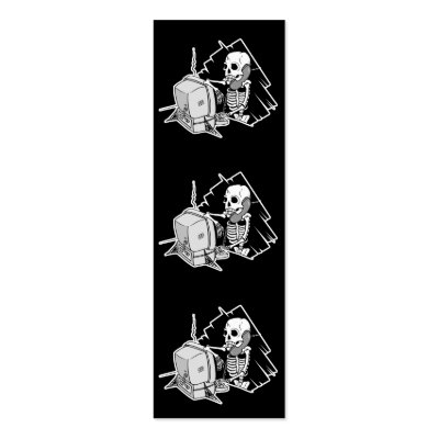 forever skeleton on hold tech support bookmark business card by geekme