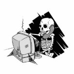 forever skeleton on hold tech support photo cutout
