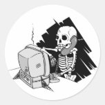 forever skeleton on hold tech support sticker