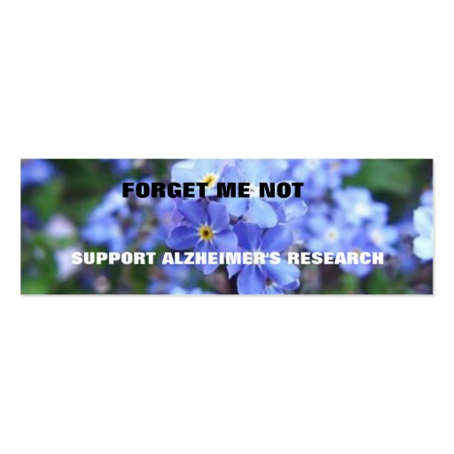 FORGET ME NOT ALZHEIMER'S BOOKMARK BUSINESS CARD TEMPLATES (front side)