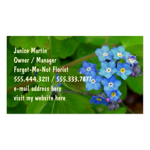 Forget-Me-Not Custom Template Business Cards (front side)