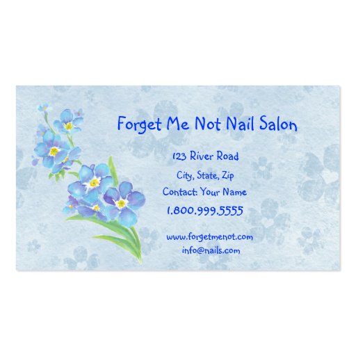 Forget Me Not Nail Salon Business Card (front side)