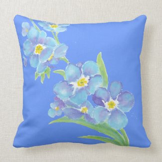 Forget me not, Watercolor Flower Garden Throw Pillows