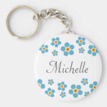 Forget me nots floral border personalized keychain