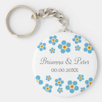 Forget me nots floral border wedding keychain