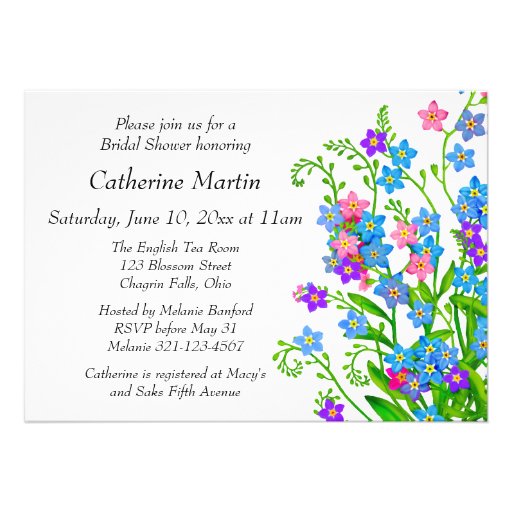 Forget Me Nots Garden Bridal Shower Invites