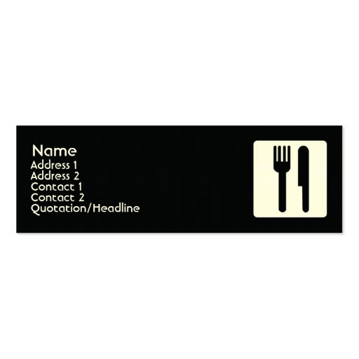 Fork and Knife - Skinny Business Card Template (front side)