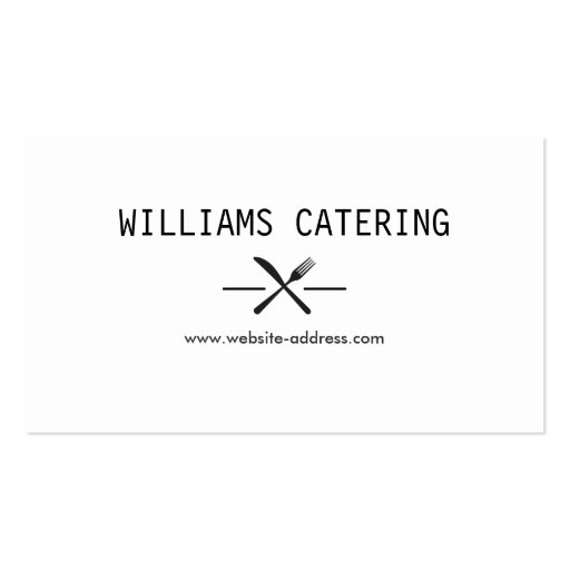 FORK KNIFE INTERSECT LOGO in BLACK and WHITE Business Card Template (front side)