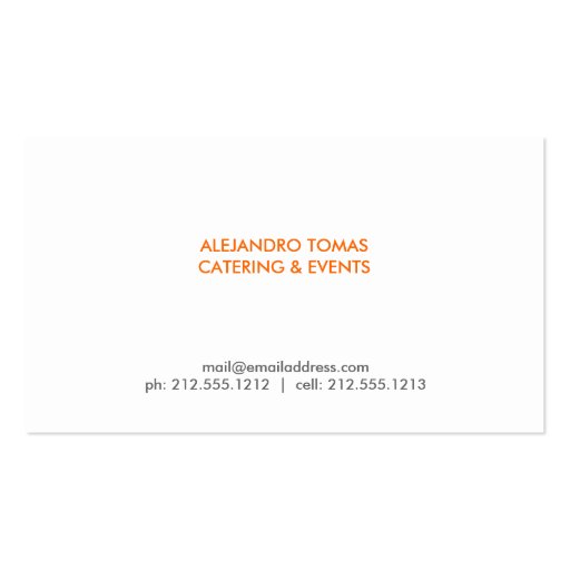 Fork & Knife Logo for Chef, Catering, Restaurant Business Cards (back side)
