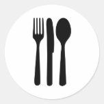 fork knife spoon icon round sticker