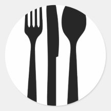 fork knife spoon icon round sticker