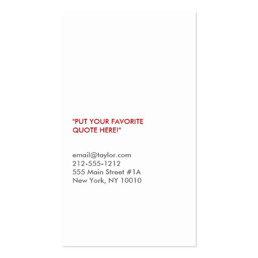 FORK SPOON KNIFE in RED Business Card Template (back side)