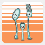 Fork + Spoon= Spork Square Stickers