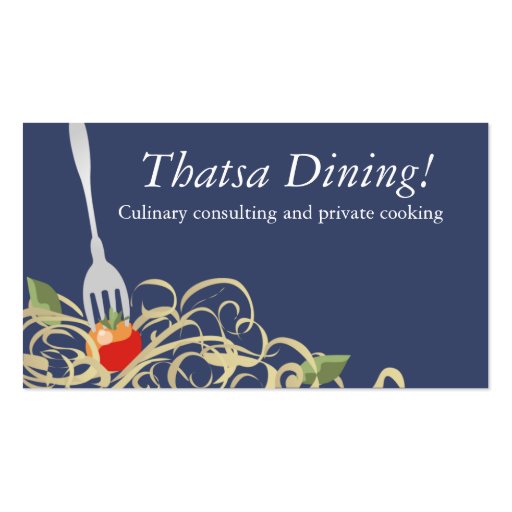 fork stuck tomato spaghetti catering b, Thatsa ... Business Card Template (front side)
