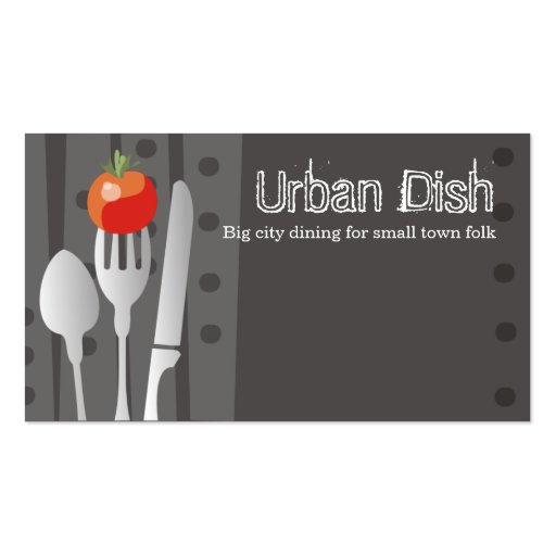fork stuck tomato spoon knife dinin catering bu... business card