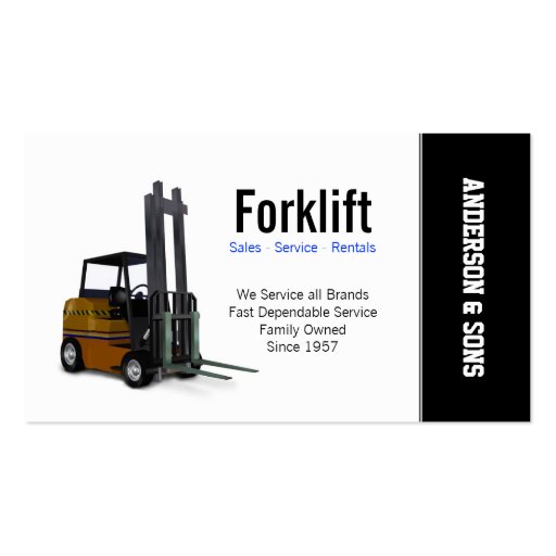 Forklift Sales and Service Business Cards (front side)
