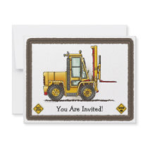 Forklift Truck Kids Party Invitation