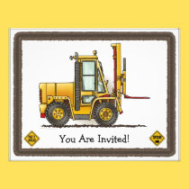 Forklift Truck Kids Party Invitation invitations