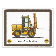 Forklift Truck Kids Party Invitation