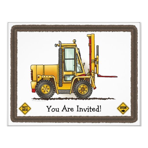 Forklift Truck Kids Party Invitation