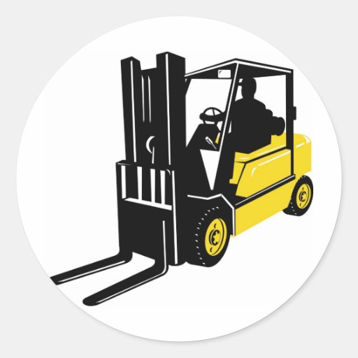 forklift truck retro classic round sticker Zazzle