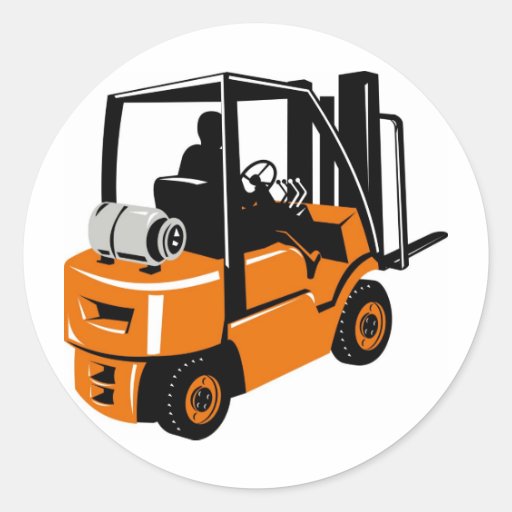 forklift truck retro round sticker Zazzle