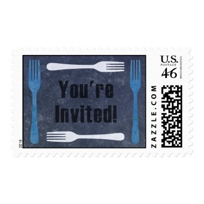 Forks You're Invited Dinner Party Postage Stamp