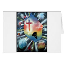 Forlorn Figure Colorful Universe Cross Card