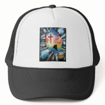 Forlorn Figure Colorful Universe Cross Mesh Hats