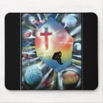 Forlorn Figure Colorful Universe Cross Mousepad