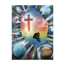 Forlorn Figure Colorful Universe Cross Post Card