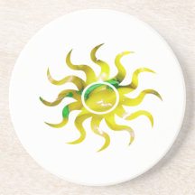 Forma 2 del recorte del sol del amarillo de la pil posavasos diseño