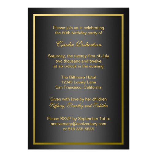Formal 50th Birthday Invitation