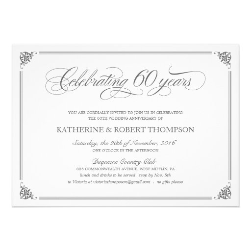 Formal 60th Anniversary Invitations