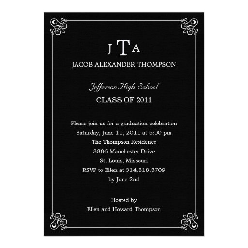 Formal Affair Graduation Party Invitation - Black