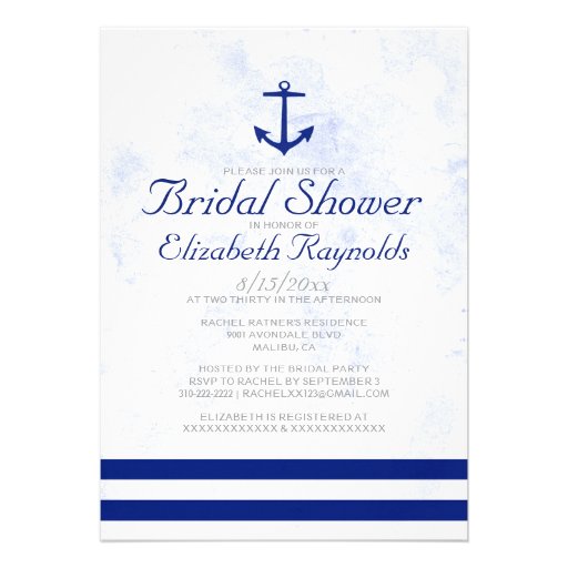 Formal Anchor Bridal Shower Invitations