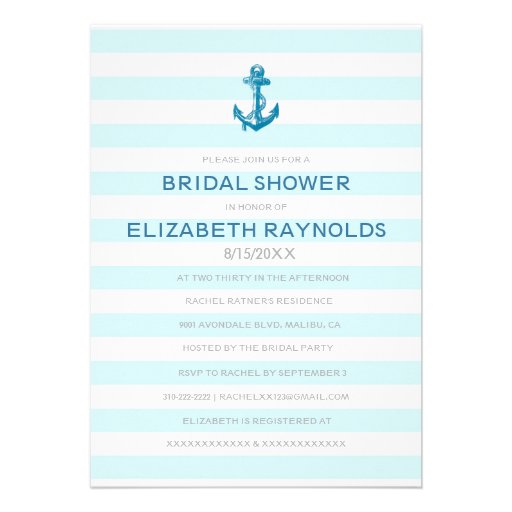 Formal Anchor Nautical Bridal Shower Invitations