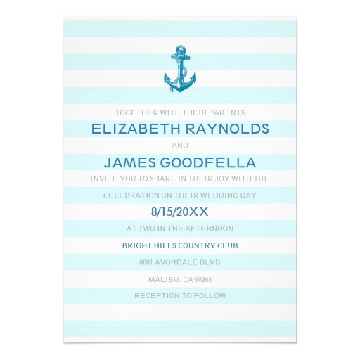 Formal Anchor Nautical Wedding Invitations