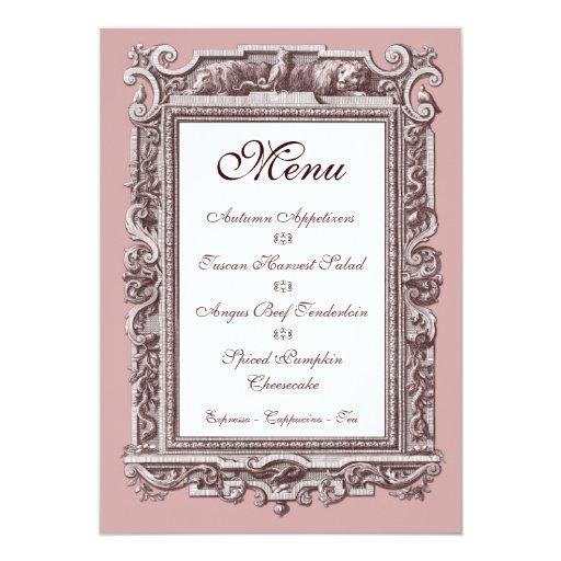 Formal Baroque 25th Anniversary Dinner Menu Card | Zazzle