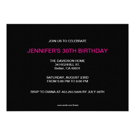 Formal Black 30th Birthday Invitations