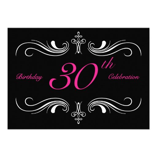 Formal Black 30th Birthday Invitations