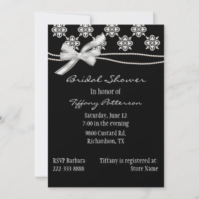 Lovely wedding bridal shower invitation done in black and white