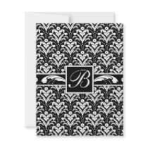Formal Black and White Retro Damask Art Deco Style Custom Invites