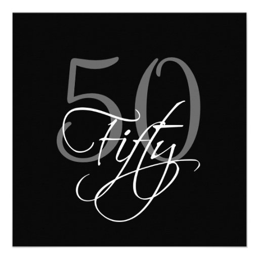Formal Black Grey 50th Birthday Invitations