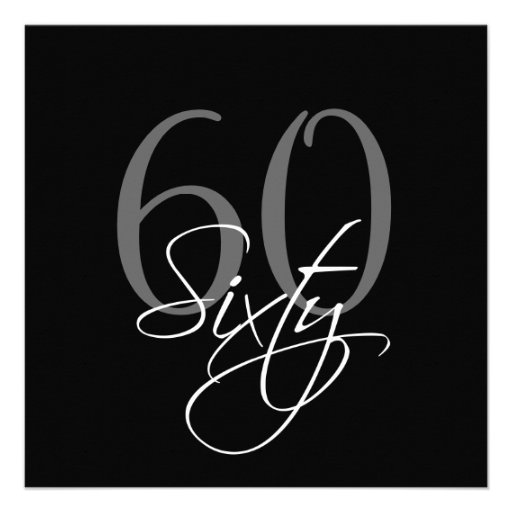 Formal Black Grey 60th Birthday Invitations