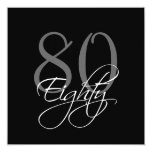 Formal Black Grey 80th Birthday Invitations